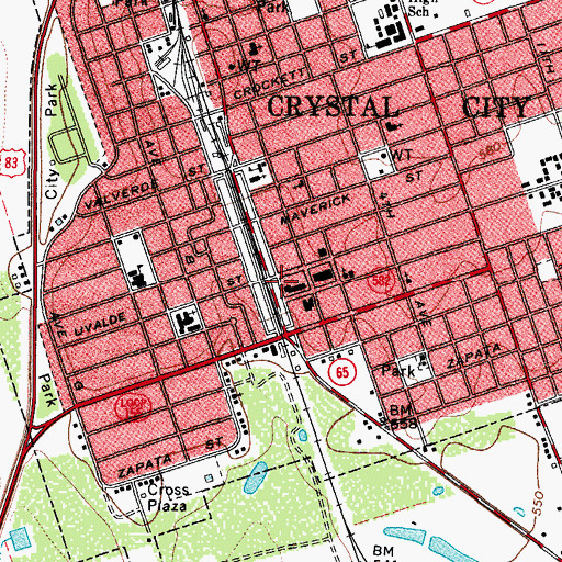 Topographic Map of Crystal City Police Department, TX