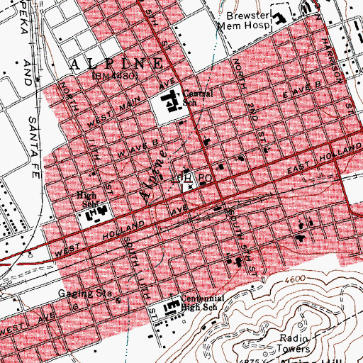 Topographic Map of Brewster County Sheriff's Office, TX