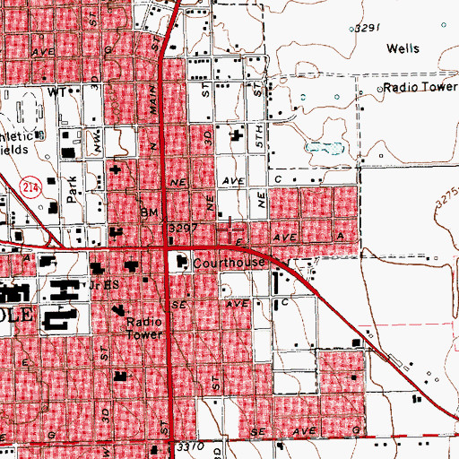 Topographic Map of Gaines County Sheriff's Office, TX
