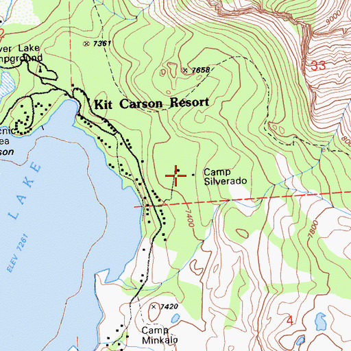 Topographic Map of Camp Silverado, CA