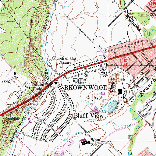 Topographic Map of Brown County Sheriff's Office, TX