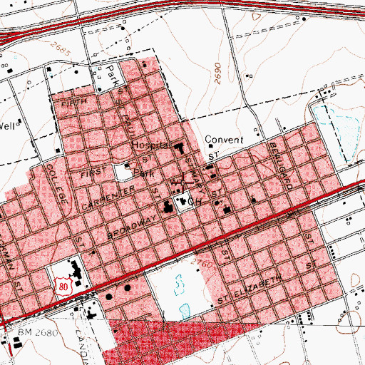 Topographic Map of Stanton Police Department, TX