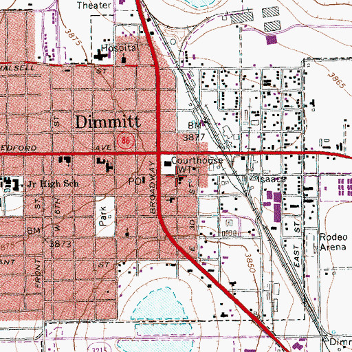 Topographic Map of Dimmitt Police Department, TX