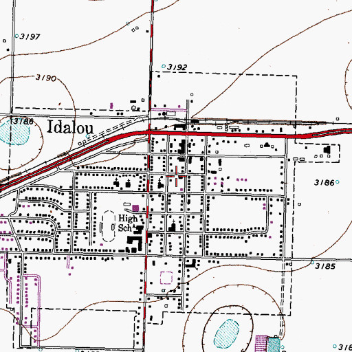 Topographic Map of Idalou Police Department, TX