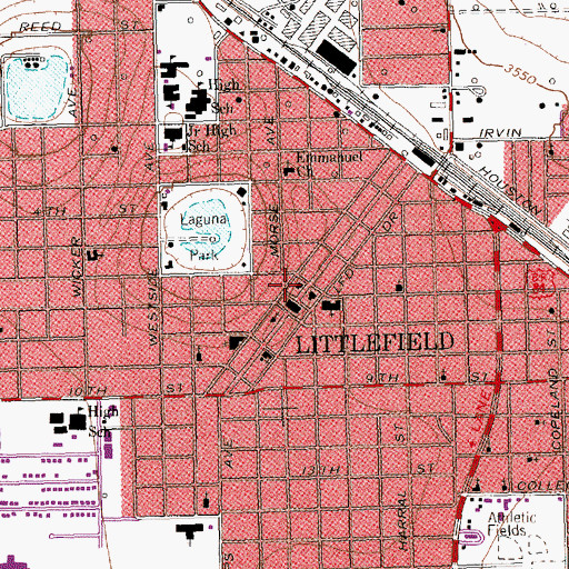 Topographic Map of Littlefield Police Department, TX