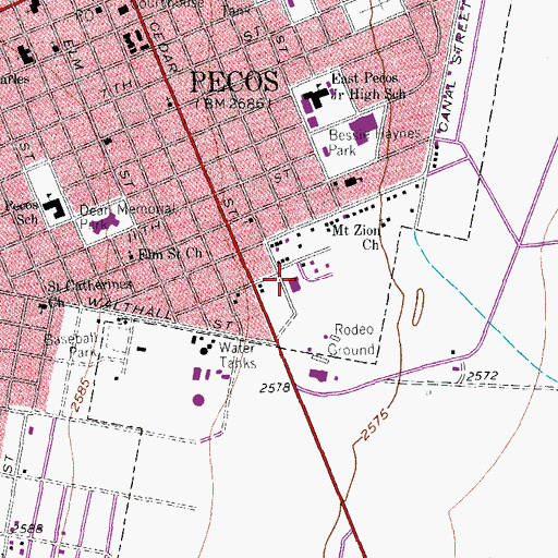Topographic Map of Reeves County Sheriff's Posse, TX