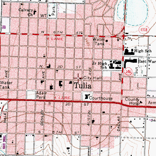 Topographic Map of Tulia Police Department, TX