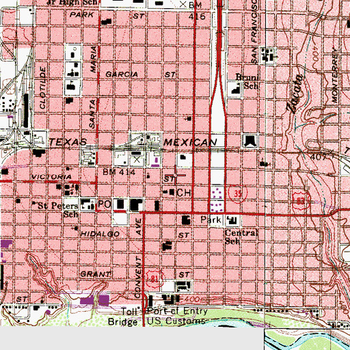Topographic Map of Webb County Sheriff's Office, TX