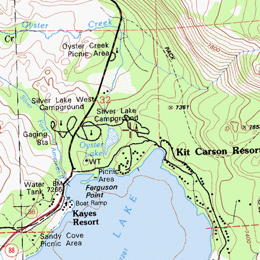 Topographic Map of Ferguson Point Campground, CA