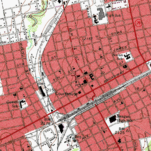 Topographic Map of Sweetwater Police Department, TX