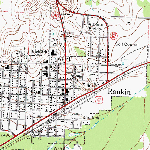 Topographic Map of Upton County Constable's Office Precinct 1, TX