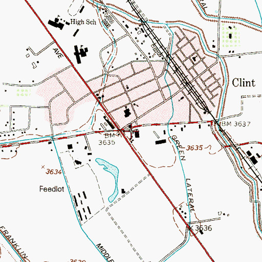 Topographic Map of El Paso County Sheriff's Office Clint Substation, TX