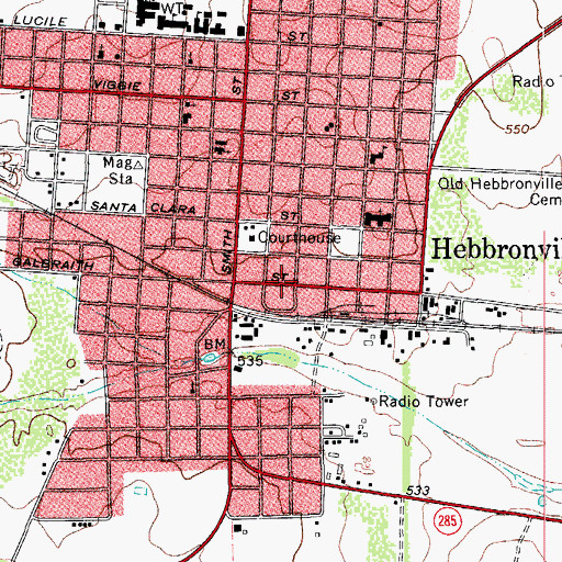 Topographic Map of Jim Hogg County Sheriff's Office, TX