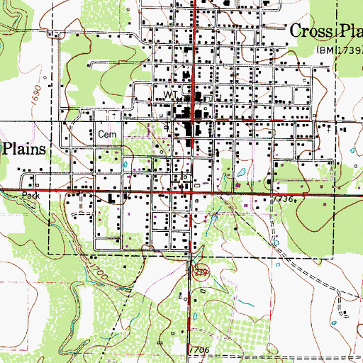 Topographic Map of Callahan County Deputy Sheriff's Office, TX