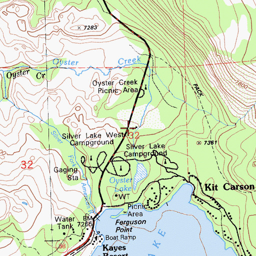 Topographic Map of Silver Lake Forest Service Station, CA