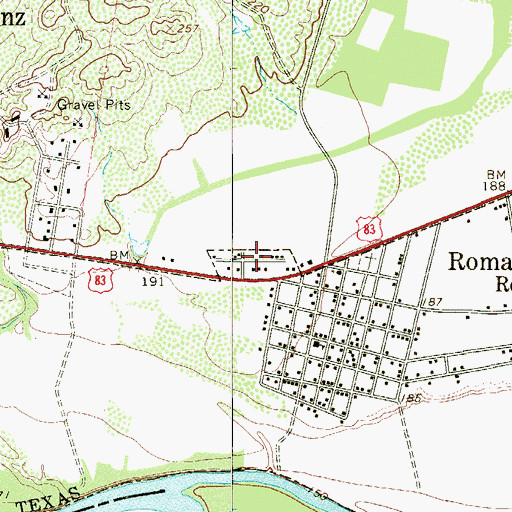 Topographic Map of Roma Police Department, TX
