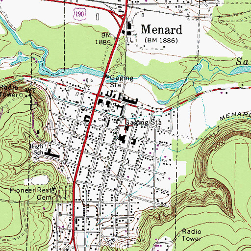 Topographic Map of Menard County Sheriff's Office, TX