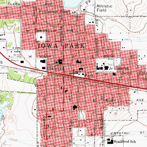 Topographic Map of Iowa Park Police Department, TX