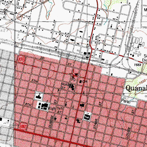 Topographic Map of Quanah Police Department, TX