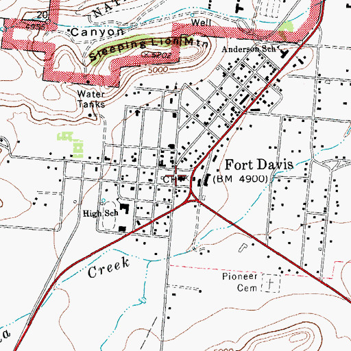 Topographic Map of Jeff Davis County Sheriff's Office, TX