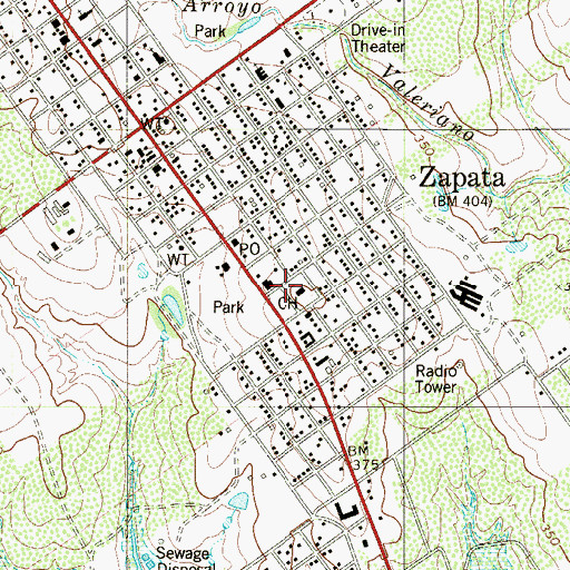 Topographic Map of Zapata County Sheriff's Office, TX