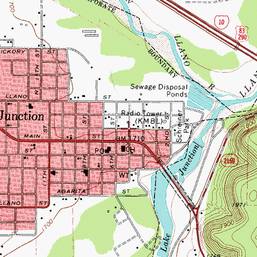 Topographic Map of Kimble County Sheriff's Office, TX