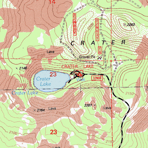 Topographic Map of Crater Lake Campground, CA
