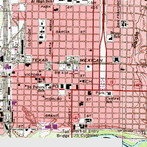 Topographic Map of Webb County District Court, TX