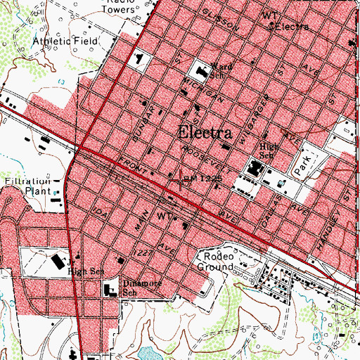 Topographic Map of Electra Police Department, TX
