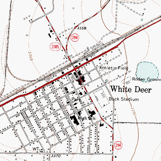 Topographic Map of White Deer Police Department, TX
