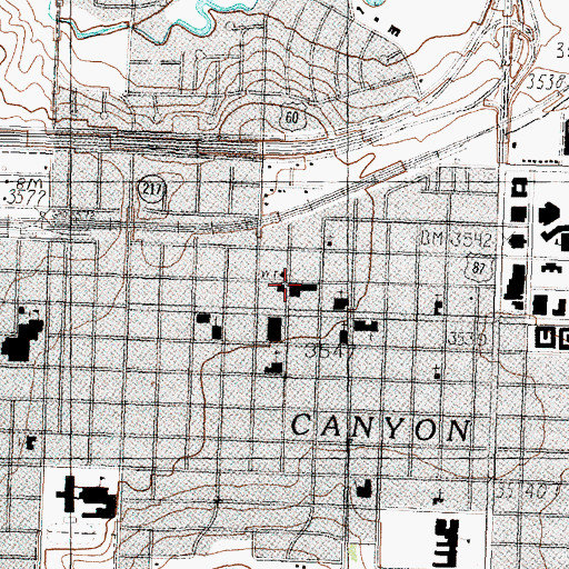 Topographic Map of Canyon Police Department, TX