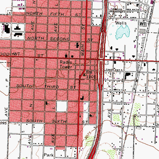 Topographic Map of Tahoka Police Department, TX