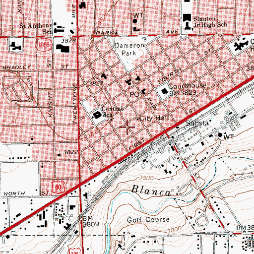 Topographic Map of Hereford Police Department, TX
