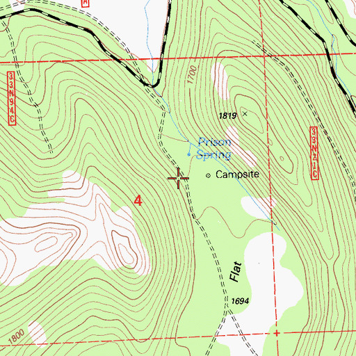 Topographic Map of Prison Spring Campground, CA