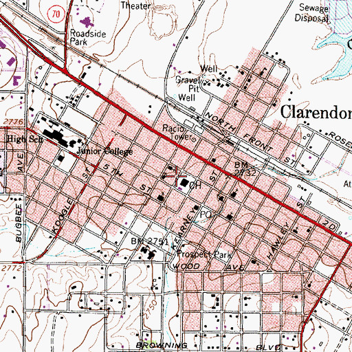 Topographic Map of Donley County Sheriff's Office, TX
