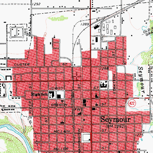 Topographic Map of Seymour Police Department, TX