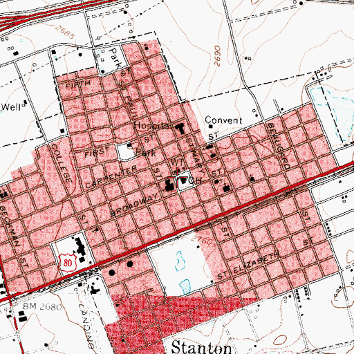 Topographic Map of Martin County Sheriff's Office, TX
