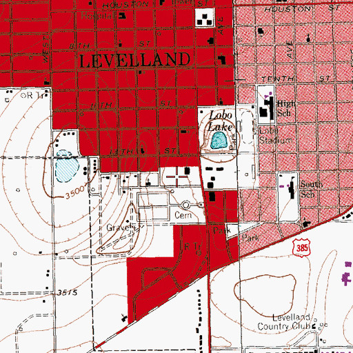Topographic Map of Levelland Police Department, TX