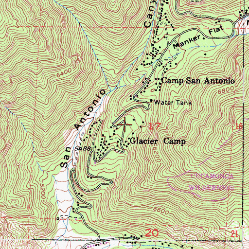 Topographic Map of Glacier Picnic Ground, CA
