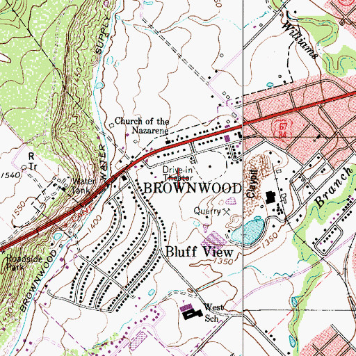 Topographic Map of Brownwood Police Department, TX