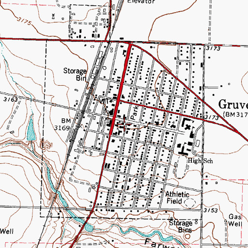 Topographic Map of Gruver Police Department, TX