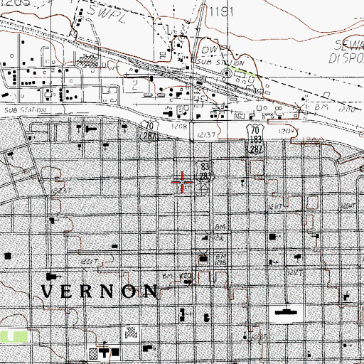 Topographic Map of Vernon Police Department, TX