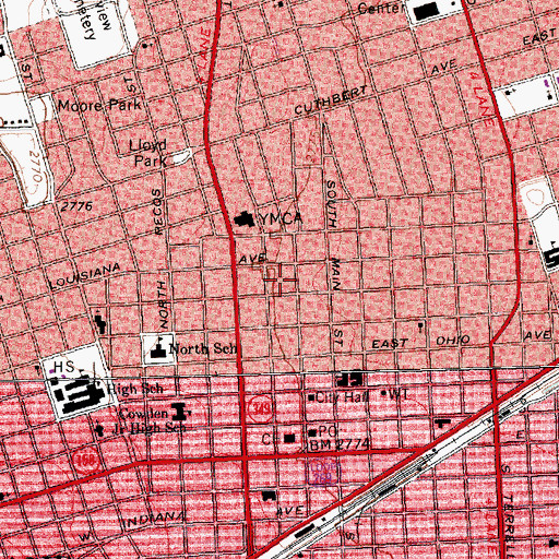 Topographic Map of Midland Police Department, TX