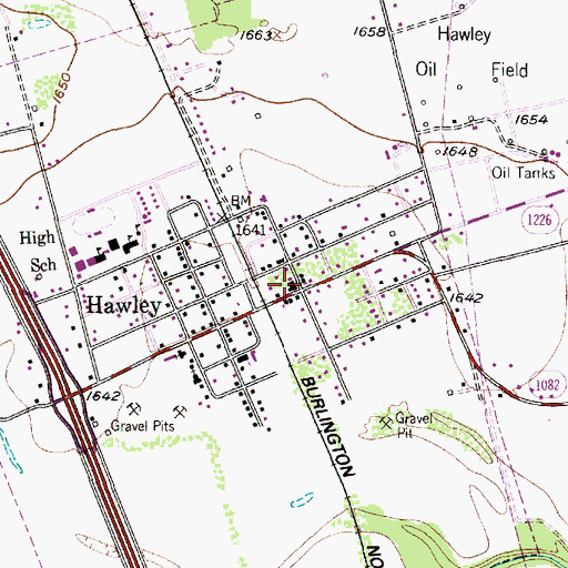Topographic Map of Hawley Police Department, TX