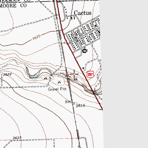 Topographic Map of Cactus Police Department, TX