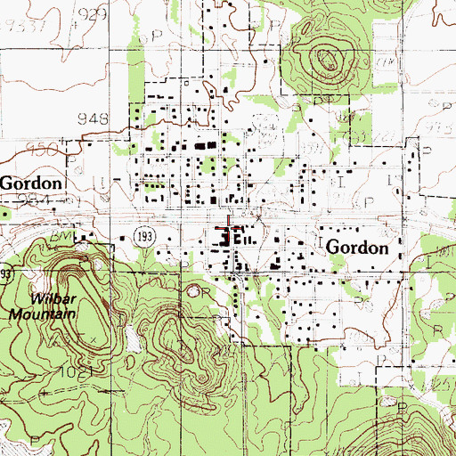 Topographic Map of Gordon City Hall, TX