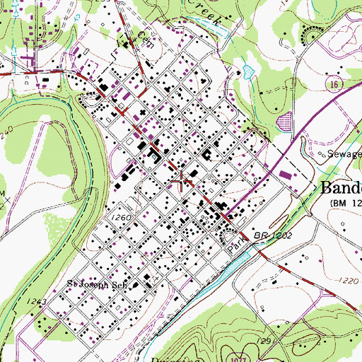 Topographic Map of Bandera Police Department, TX