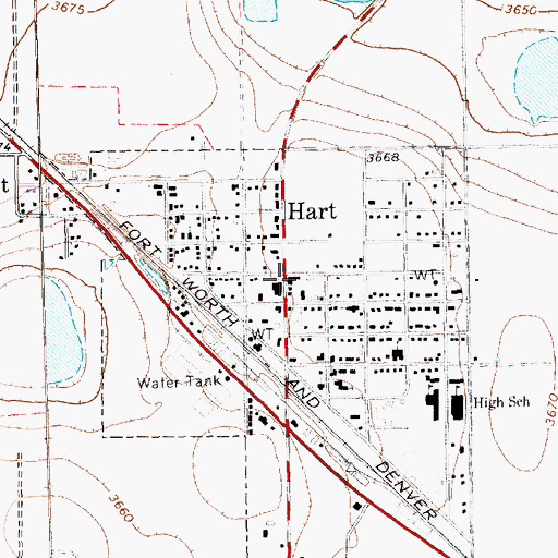 Topographic Map of Hart Police Department, TX