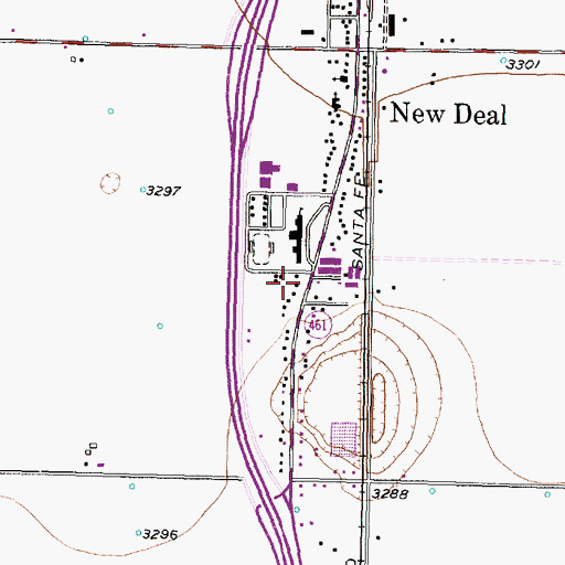 Topographic Map of New Deal Police Department, TX