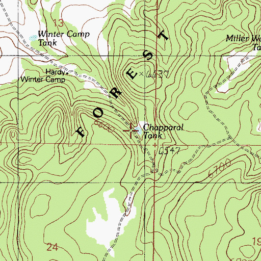 Topographic Map of Chapparal Tank, AZ